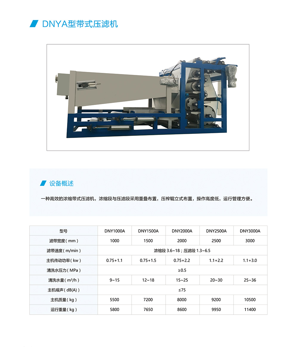 DNYA带式压滤机参数规格